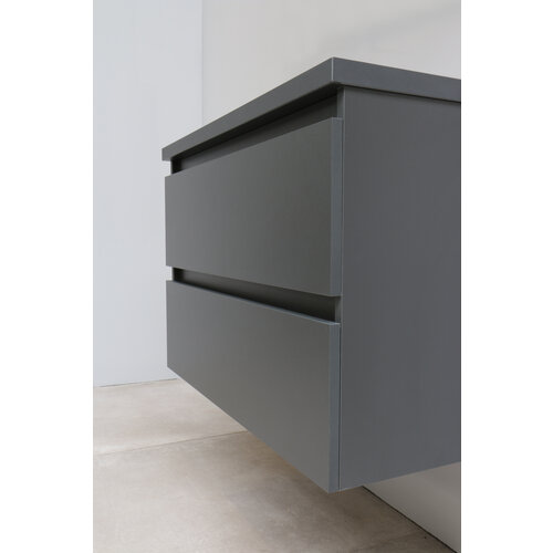 Solidline badkamermeubelset | 80cm | Acryl | Wit | 0 | Mat antraciet | Met spiegelkast | Bouwpakket Solidline Solidline badkamermeubelset | 80cm | Acryl | Wit | 0 | Mat antraciet | Met spiegelkast | Bouwpakket