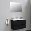 Solidline badkamermeubelset | 80cm | Keramiek | Wit | 1 | Mat zwart | Spiegel met LED verlichting | Bouwpakket