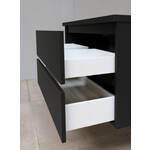 Solidline Solidline badkamermeubelset | 80cm | Keramiek | Wit | 1 | Mat zwart | Spiegel met LED verlichting | Bouwpakket