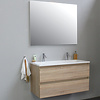 Solidline badkamermeubelset | 100cm | Acryl | Wit | 2 | Eiken | Standaard spiegel | Geassembleerd