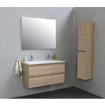 Solidline badkamermeubelset | 100cm | Acryl | Wit | 2 | Eiken | Standaard spiegel | Geassembleerd Solidline Solidline badkamermeubelset | 100cm | Acryl | Wit | 2 | Eiken | Standaard spiegel | Geassembleerd