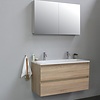 Solidline badkamermeubelset | 100cm | Acryl | Wit | 2 | Eiken | Met spiegelkast | Geassembleerd