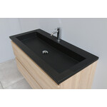 Solidline badkamermeubelset | 100cm | Acryl | Mat zwart | 1 | Eiken | Standaard spiegel | Geassembleerd Solidline Solidline badkamermeubelset | 100cm | Acryl | Mat zwart | 1 | Eiken | Standaard spiegel | Geassembleerd