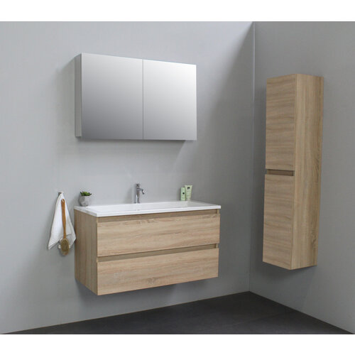 Solidline badkamermeubelset | 100cm | Acryl | Wit | 1 | Eiken | Met spiegelkast | Geassembleerd Solidline Solidline badkamermeubelset | 100cm | Acryl | Wit | 1 | Eiken | Met spiegelkast | Geassembleerd