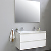 Solidline badkamermeubelset | 100cm | Acryl | Wit | 2 | Hoogglans wit | Standaard spiegel | Geassembleerd