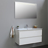 Solidline badkamermeubelset | 100cm | Keramiek | Wit | 1 | Hoogglans wit | Spiegel met LED verlichting | Geassembleerd