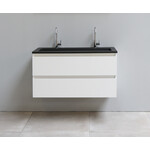 Solidline badkamermeubelset | 100cm | Acryl | Mat zwart | 2 | Hoogglans wit | Zonder spiegel | Geassembleerd Solidline Solidline badkamermeubelset | 100cm | Acryl | Mat zwart | 2 | Hoogglans wit | Zonder spiegel | Geassembleerd