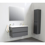 Solidline badkamermeubelset | 100cm | Acryl | Wit | 2 | Mat antraciet | Standaard spiegel | Geassembleerd Solidline Solidline badkamermeubelset | 100cm | Acryl | Wit | 2 | Mat antraciet | Standaard spiegel | Geassembleerd