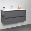 Solidline badkamermeubelset | 100cm | Keramiek | Wit | 1 | Mat antraciet | Zonder spiegel | Geassembleerd