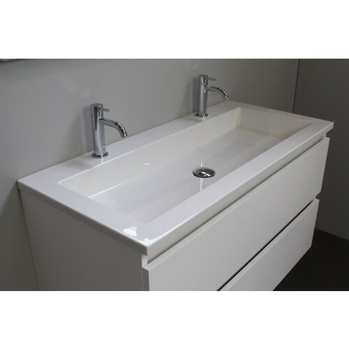 Solidline Solidline badkamermeubelset | 100cm | Acryl | Wit | 2 | Hoogglans wit | Standaard spiegel | Geassembleerd