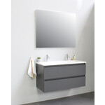 Solidline badkamermeubelset | 100cm | Acryl | Wit | 2 | Mat antraciet | Standaard spiegel | Geassembleerd Solidline Solidline badkamermeubelset | 100cm | Acryl | Wit | 2 | Mat antraciet | Standaard spiegel | Geassembleerd