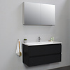 Solidline badkamermeubelset | 100cm | Acryl | Wit | 1 | Mat zwart | Met spiegelkast | Geassembleerd