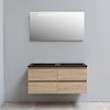 Solidline badkamermeubelset | 120cm | Acryl | Mat zwart | 0 | Eiken | Spiegel met LED verlichting | Geassembleerd
