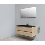 Solidline Solidline badkamermeubelset | 120cm | Acryl | Mat zwart | 0 | Eiken | Spiegel met LED verlichting | Geassembleerd