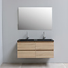 Solidline badkamermeubelset | 120cm | Acryl | Mat zwart | 2 | Eiken | Standaard spiegel | Geassembleerd