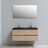 Solidline badkamermeubelset | 120cm | Acryl | Mat zwart | 2 | Eiken | Spiegel met LED verlichting | Geassembleerd