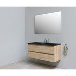Solidline Solidline badkamermeubelset | 120cm | Acryl | Mat zwart | 0 | Eiken | Standaard spiegel | Geassembleerd