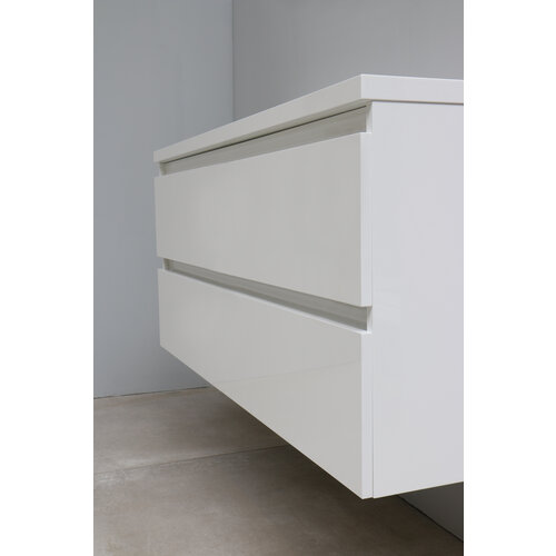 Solidline Solidline badkamermeubelset | 120cm | Acryl | Mat zwart | 0 | Hoogglans wit | Zonder spiegel | Geassembleerd