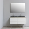 Solidline badkamermeubelset | 120cm | Acryl | Mat zwart | 2 | Hoogglans wit | Standaard spiegel | Geassembleerd