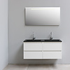 Solidline badkamermeubelset | 120cm | Acryl | Mat zwart | 2 | Hoogglans wit | Spiegel met LED verlichting | Geassembleerd
