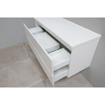 Solidline Solidline badkamermeubelset | 120cm | Acryl | Mat zwart | 2 | Hoogglans wit | Spiegel met LED verlichting | Geassembleerd