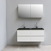 Solidline badkamermeubelset | 120cm | Acryl | Mat zwart | 2 | Hoogglans wit | Met spiegelkast | Geassembleerd