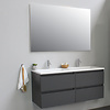 Solidline badkamermeubelset | 120cm | Acryl | Wit | 2 | Mat antraciet | Standaard spiegel | Geassembleerd