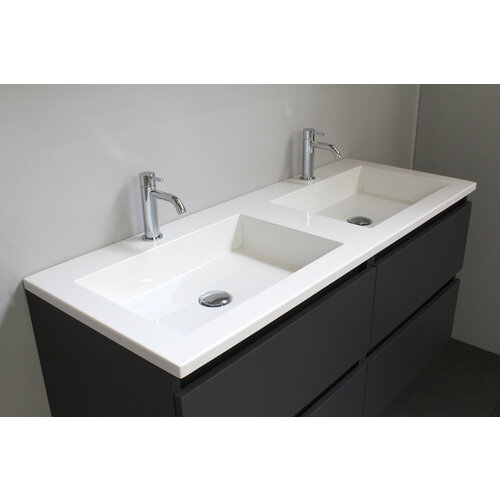 Solidline badkamermeubelset | 120cm | Acryl | Wit | 2 | Mat antraciet | Met spiegelkast | Geassembleerd Solidline Solidline badkamermeubelset | 120cm | Acryl | Wit | 2 | Mat antraciet | Met spiegelkast | Geassembleerd
