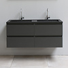 Solidline badkamermeubelset | 120cm | Acryl | Mat zwart | 2 | Mat antraciet | Zonder spiegel | Geassembleerd