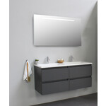 Solidline badkamermeubelset | 120cm | Acryl | Wit | 2 | Mat antraciet | Spiegel met LED verlichting | Geassembleerd Solidline Solidline badkamermeubelset | 120cm | Acryl | Wit | 2 | Mat antraciet | Spiegel met LED verlichting | Geassembleerd