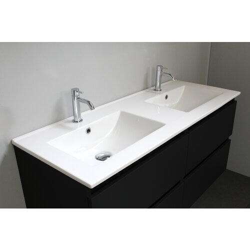 Solidline badkamermeubelset | 120cm | Keramiek | Wit | 2 | Mat zwart | Spiegel met LED verlichting | Geassembleerd Solidline Solidline badkamermeubelset | 120cm | Keramiek | Wit | 2 | Mat zwart | Spiegel met LED verlichting | Geassembleerd