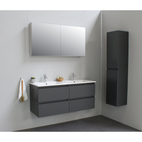 Solidline badkamermeubelset | 120cm | Keramiek | Wit | 2 | Mat antraciet | Met spiegelkast | Geassembleerd Solidline Solidline badkamermeubelset | 120cm | Keramiek | Wit | 2 | Mat antraciet | Met spiegelkast | Geassembleerd