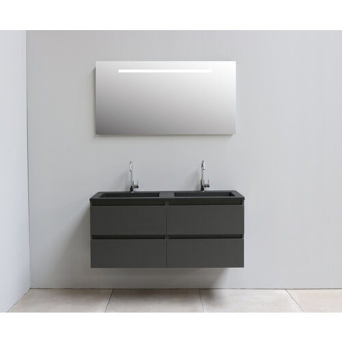 Solidline badkamermeubelset | 120cm | Acryl | Mat zwart | 2 | Mat antraciet | Spiegel met LED verlichting | Geassembleerd Solidline Solidline badkamermeubelset | 120cm | Acryl | Mat zwart | 2 | Mat antraciet | Spiegel met LED verlichting | Geassembleerd