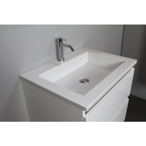 Solidline Solidline badkamermeubelset | 60cm | Acryl | Wit | 1 | Hoogglans wit | Standaard spiegel | Geassembleerd