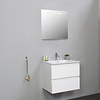 Solidline badkamermeubelset | 60cm | Keramiek | Wit | 1 | Hoogglans wit | Spiegel met LED verlichting | Geassembleerd