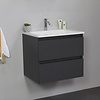 Solidline badkamermeubelset | 60cm | Acryl | Wit | 1 | Mat antraciet | Zonder spiegel | Geassembleerd