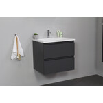 Solidline badkamermeubelset | 60cm | Acryl | Wit | 1 | Mat antraciet | Zonder spiegel | Geassembleerd Solidline Solidline badkamermeubelset | 60cm | Acryl | Wit | 1 | Mat antraciet | Zonder spiegel | Geassembleerd