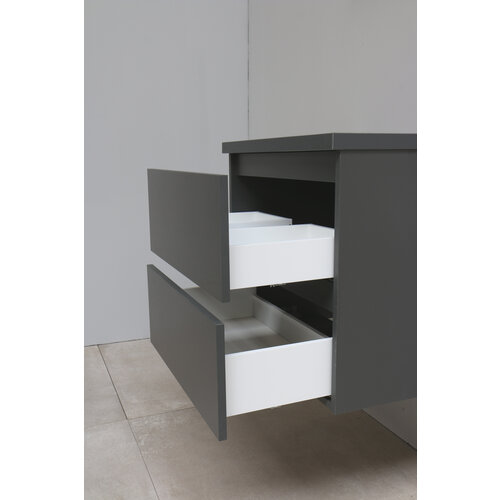 Solidline badkamermeubelset | 60cm | Acryl | Wit | 1 | Mat antraciet | Zonder spiegel | Geassembleerd Solidline Solidline badkamermeubelset | 60cm | Acryl | Wit | 1 | Mat antraciet | Zonder spiegel | Geassembleerd