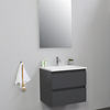 Solidline badkamermeubelset | 60cm | Acryl | Wit | 1 | Mat antraciet | Standaard spiegel | Geassembleerd