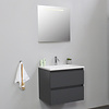 Solidline badkamermeubelset | 60cm | Acryl | Wit | 1 | Mat antraciet | Spiegel met LED verlichting | Geassembleerd