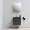 Solidline badkamermeubelset | 60cm | Acryl | Mat zwart | 1 | Mat antraciet | Met spiegelkast | Geassembleerd