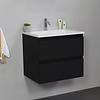 Solidline badkamermeubelset | 60cm | Acryl | Wit | 1 | Mat zwart | Zonder spiegel | Geassembleerd