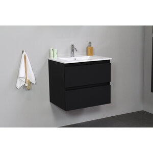 Solidline Solidline badkamermeubelset | 60cm | Keramiek | Wit | 1 | Mat zwart | Zonder spiegel | Geassembleerd Solidline badkamermeubelset | 60cm | Keramiek | Wit | 1 | Mat zwart | Zonder spiegel | Geassembleerd