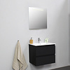 Solidline badkamermeubelset | 60cm | Keramiek | Wit | 1 | Mat zwart | Spiegel met LED verlichting | Geassembleerd