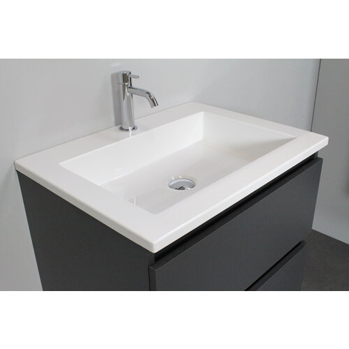 Solidline badkamermeubelset | 60cm | Acryl | Wit | 1 | Mat antraciet | Zonder spiegel | Geassembleerd Solidline Solidline badkamermeubelset | 60cm | Acryl | Wit | 1 | Mat antraciet | Zonder spiegel | Geassembleerd