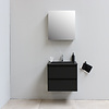 Solidline badkamermeubelset | 60cm | Acryl | Mat zwart | 1 | Mat zwart | Met spiegelkast | Geassembleerd