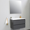 Solidline badkamermeubelset | 80cm | Acryl | Wit | 0 | Mat antraciet | Standaard spiegel | Geassembleerd