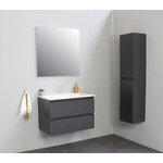 Solidline badkamermeubelset | 80cm | Acryl | Wit | 0 | Mat antraciet | Standaard spiegel | Geassembleerd Solidline Solidline badkamermeubelset | 80cm | Acryl | Wit | 0 | Mat antraciet | Standaard spiegel | Geassembleerd