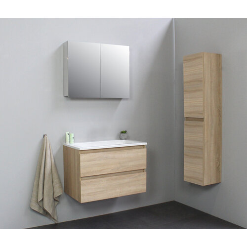 Solidline badkamermeubelset | 80cm | Acryl | Wit | 0 | Eiken | Met spiegelkast | Geassembleerd Solidline Solidline badkamermeubelset | 80cm | Acryl | Wit | 0 | Eiken | Met spiegelkast | Geassembleerd