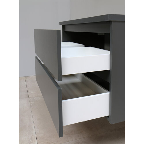 Solidline badkamermeubelset | 80cm | Acryl | Wit | 0 | Mat antraciet | Standaard spiegel | Geassembleerd Solidline Solidline badkamermeubelset | 80cm | Acryl | Wit | 0 | Mat antraciet | Standaard spiegel | Geassembleerd